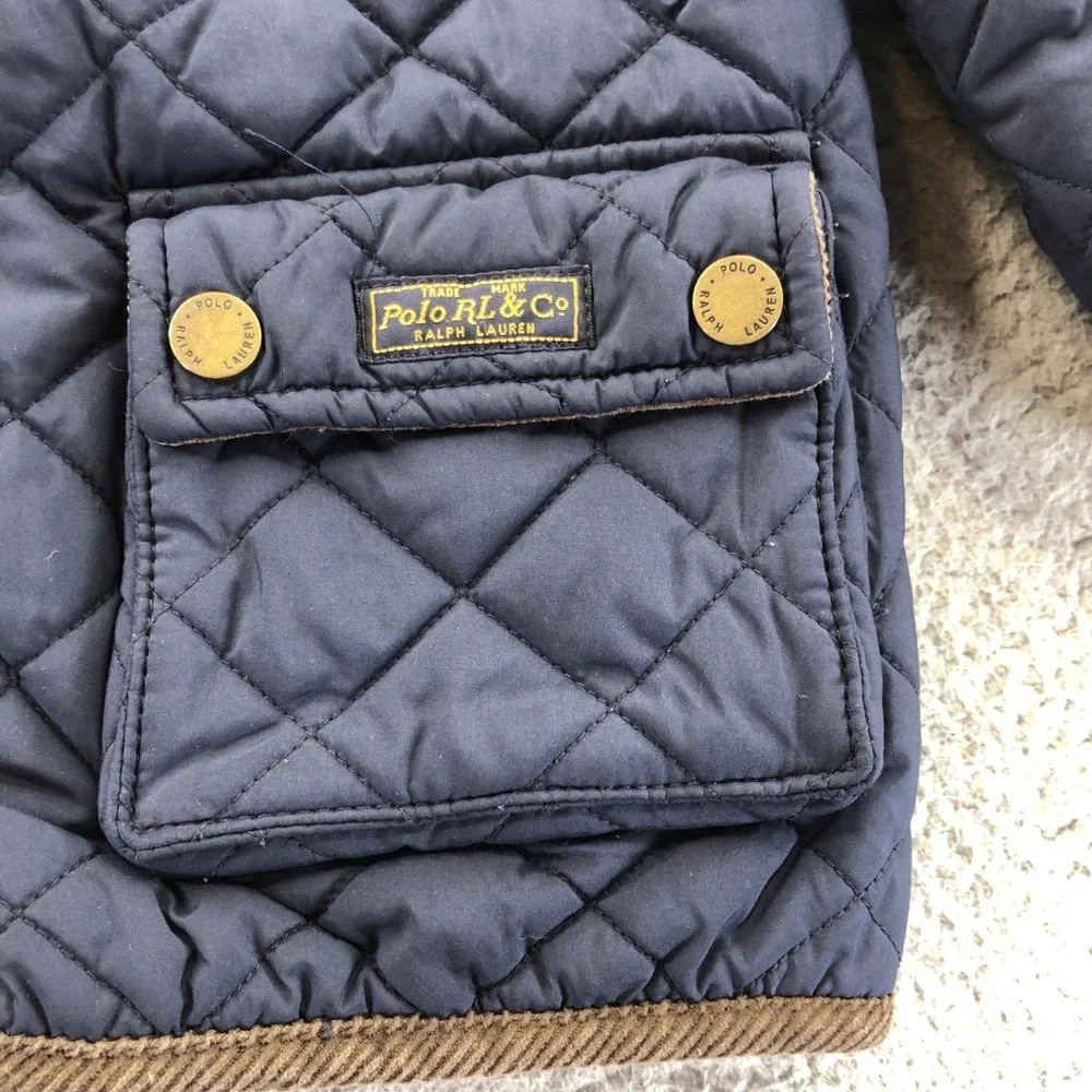 Polo Ralph Lauren Toddler Jacket 2T Boys Navy Blue Diamond Quilted Corduroy Trim